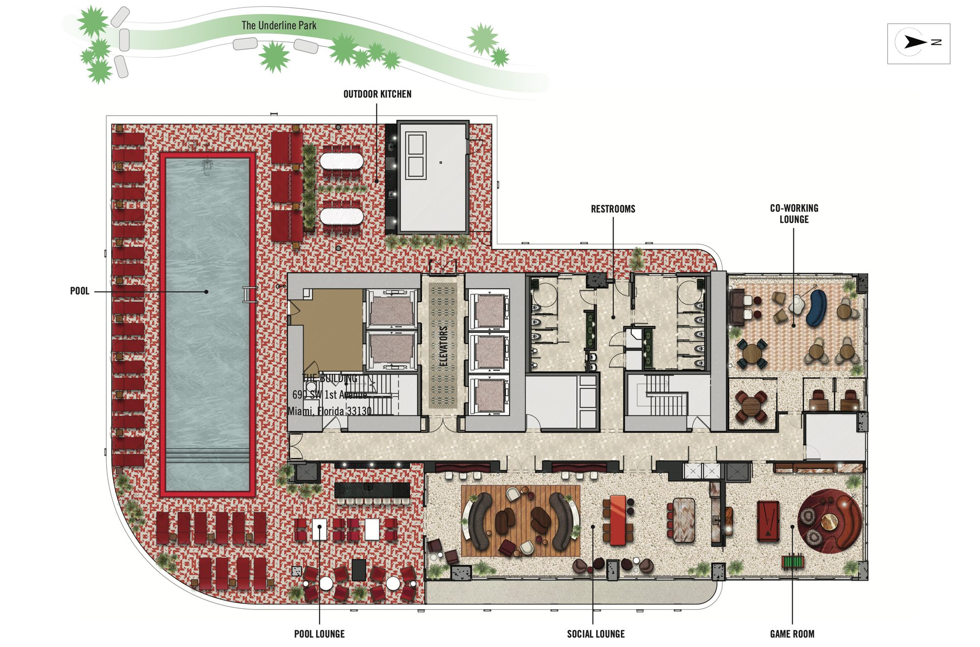 Rooftop amenity plan
