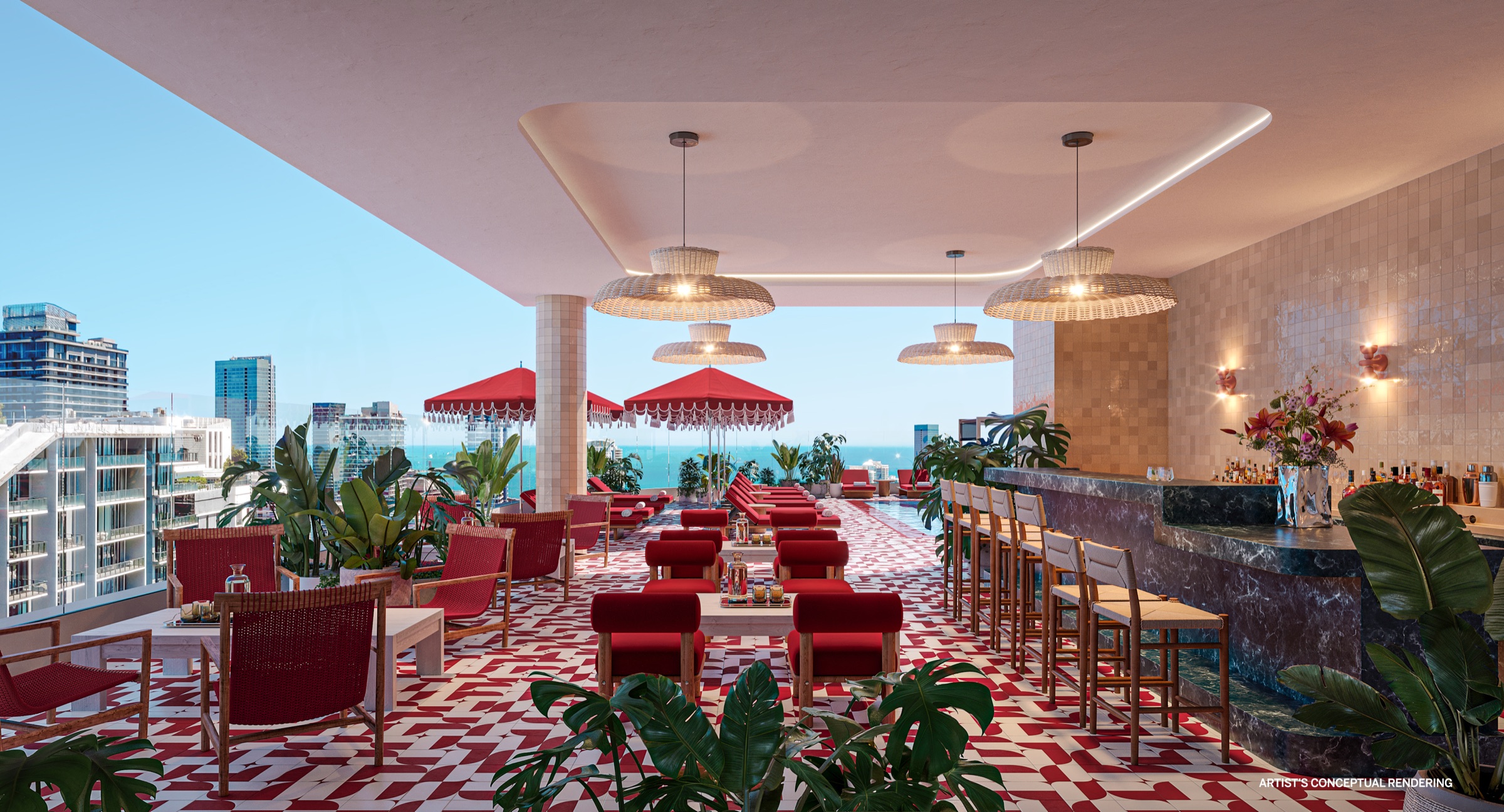 Rooftop pool lounge